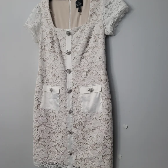 Dress the Population Verona Off the Shoulder Satin Midi Cocktail Dress - Picture 9 of 10